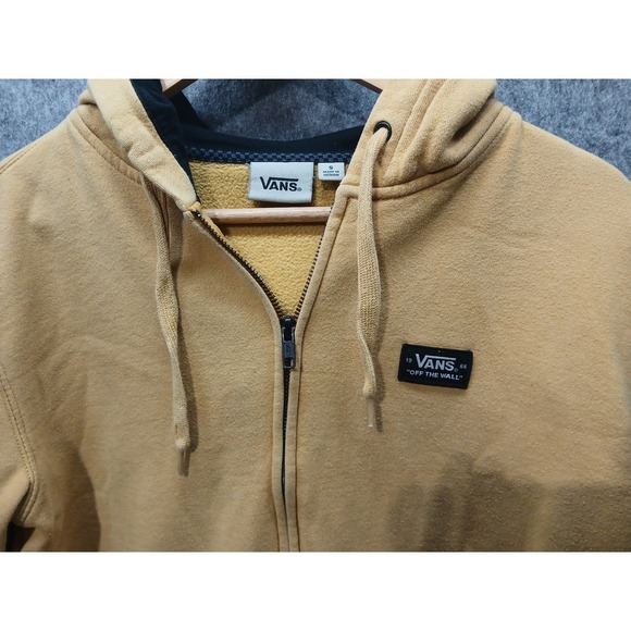 Vans Full Zip Hoodie Jacket Yellow Black Checkered Sleeve Logo Mens Size S - Picture 2 of 6